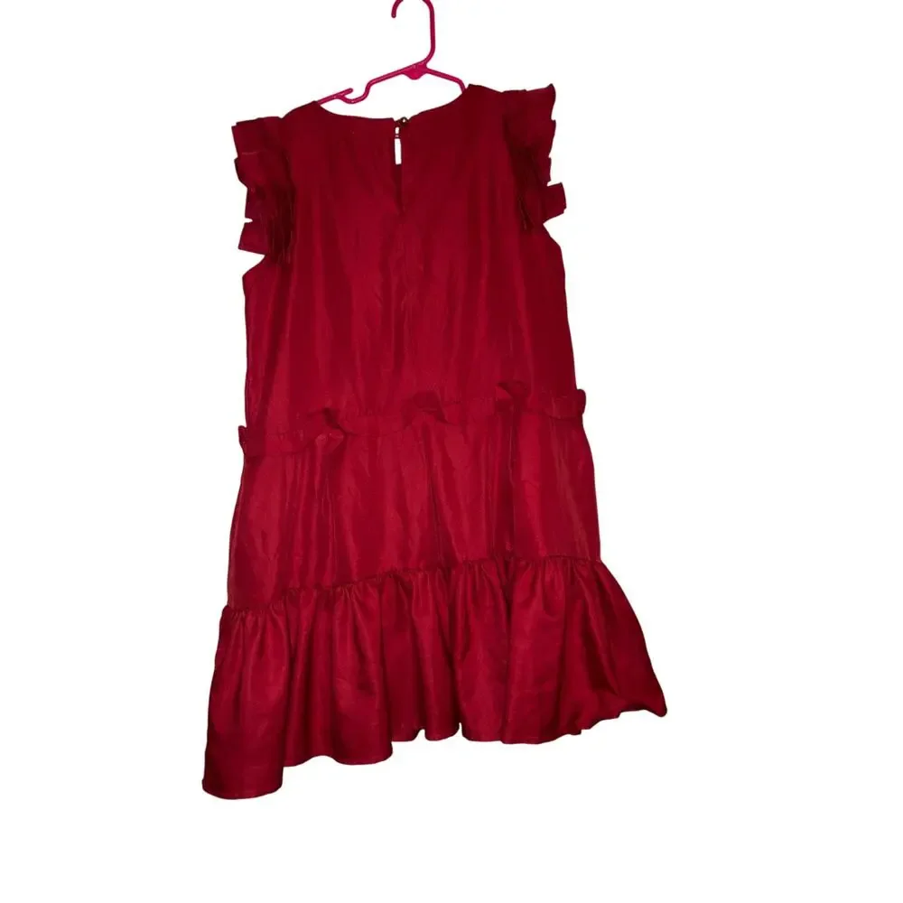 Gymboree Red Tiered Flutter Sleeve Dress Size 10